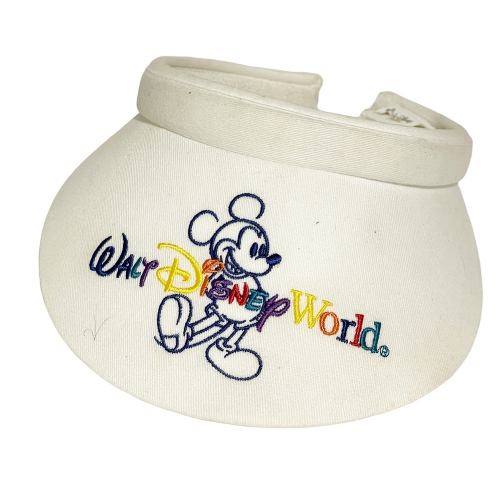 Vintage Walt Disney Disneyworld Mickey Mouse Visor White Hat Cap Multicolor‎